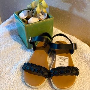 Harper Canyon Girls Black Faux Leather Sandals